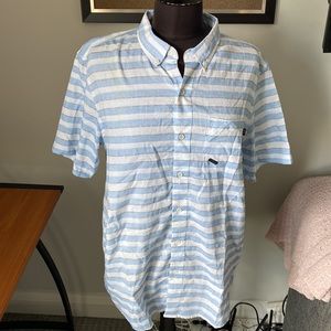 Oakley White and Blue Short Sleeve Button Up Shirt